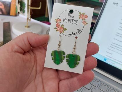 Sale Items - Polymer Clay Earrings - More Single Monstera Leaves 